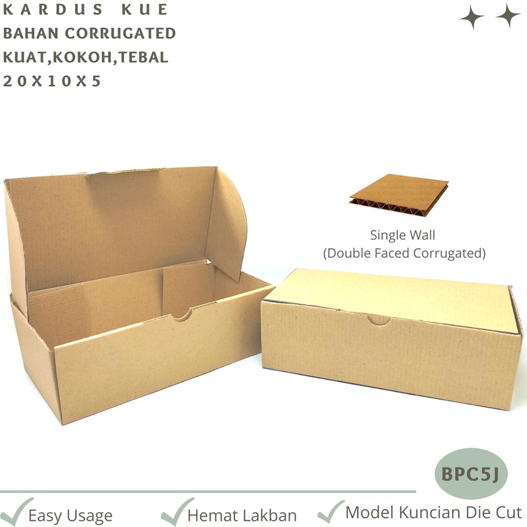 Kardus Brownies 20X10X5 Corrugated Die Cut E-flute (BPC5J)