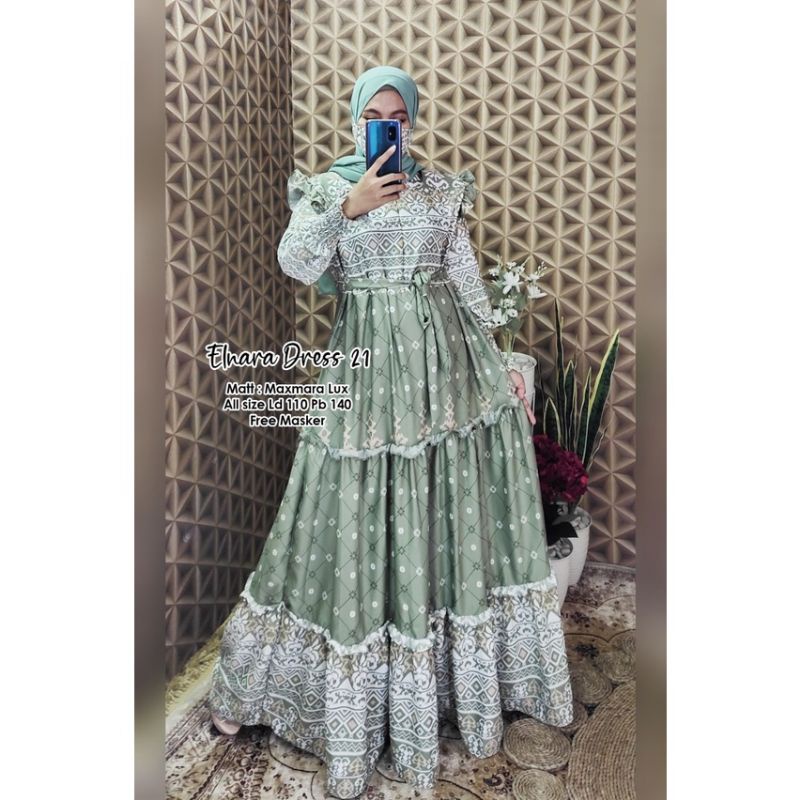 KIYORA/ELNARA DRESS 21/GAMIS ORIGINAL/KEKINIAN/HARGA TERMURAH/GAMIS WANITA MUSLIMAH TERLARIS/REALPIC