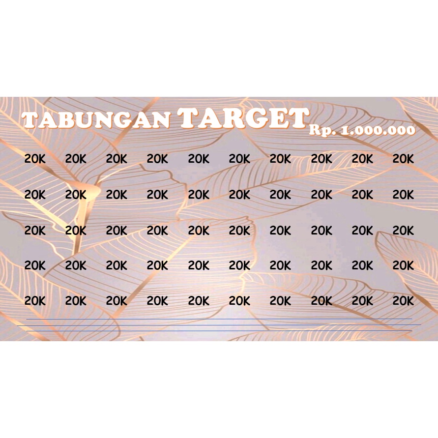 [1Juta20K] Tabungan Target 1 Juta Pecahan 20K/ celengan  target Tiktok / Tabungan Target / Mainan Anak Edukasi