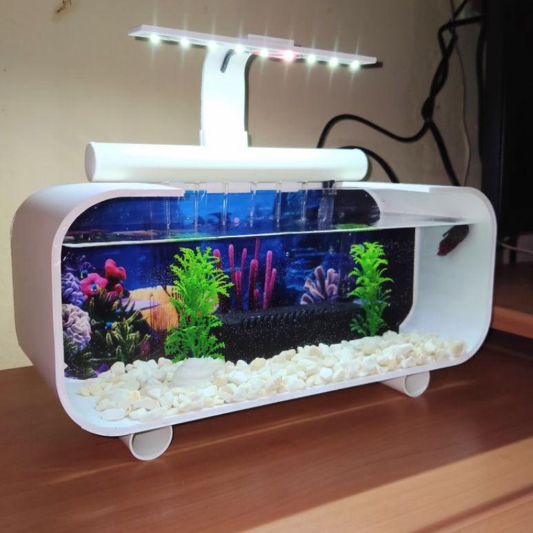 Aquarium Akrilik Fullset Pompa Filter Sirkulasi / Aquarium Unik / Aquarium Ikan Hias / Akuarium Mini