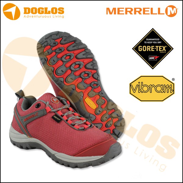 Sepatu Gunung Merrell Vibram Goretex pink outdoor trail running lari