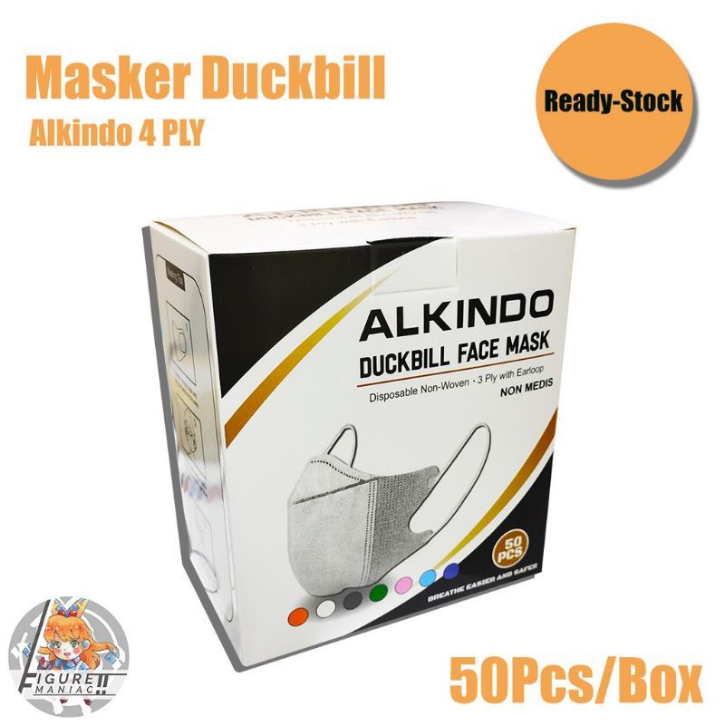 Face mask duckbill protective 3ply (50pc) premium mask garis seperti sensi/masker duckbil Y&B care-Db alkindo putih 4pl