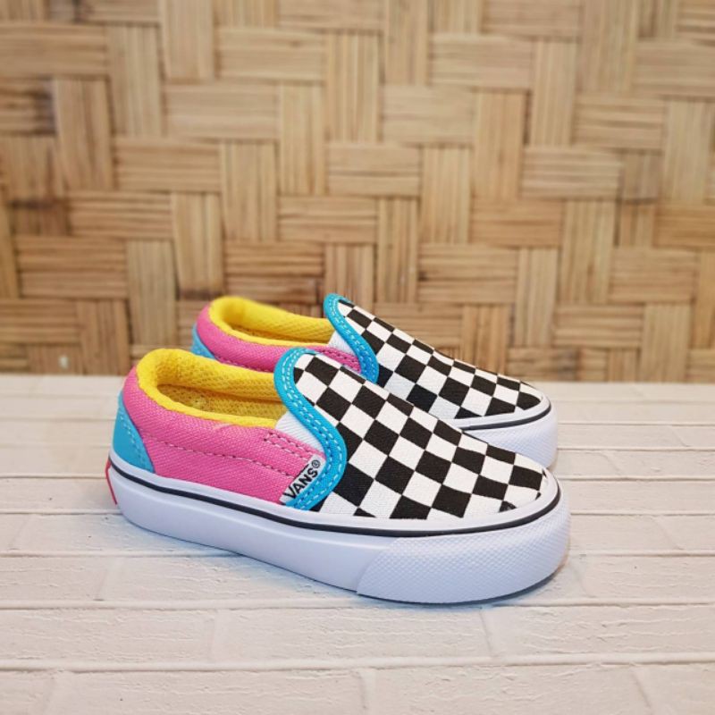 Sepatu Anak Vans Slip On Chekerboard Original Size 16 - 35 pink