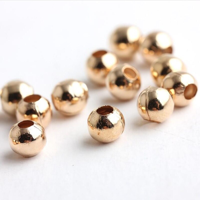 100pcs 4mm 5mm 6mm Silver Color Bronze Tone Metal Beads Smooth Ball Spacer Beads for Jewelry Making DIY Bracelet Necklace