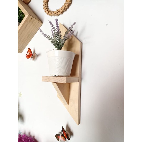 Rak Gantung Kayu ambalang unik rak bunga dinding