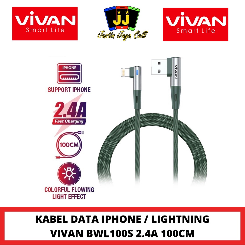 KABEL DATA IPHONE / LIGHTNING VIVAN BWL100S 3A FAST CHARGING 100CM