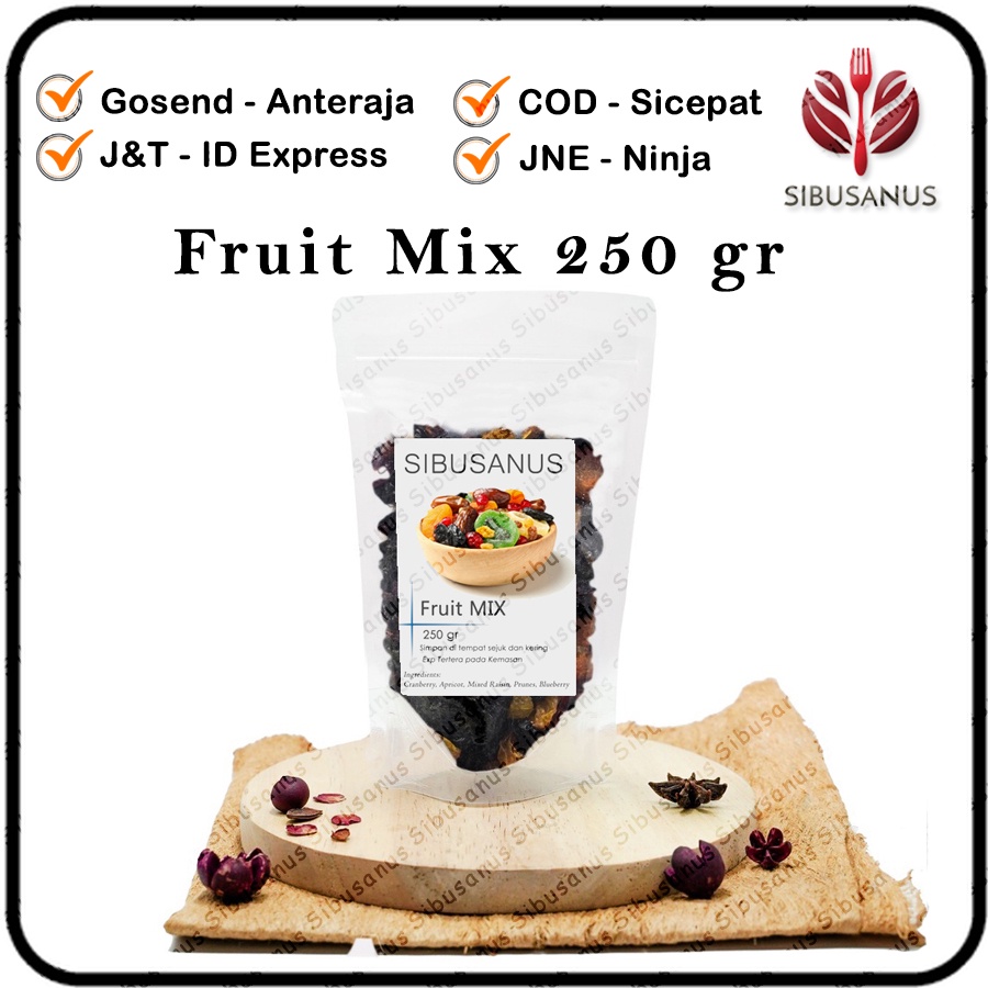 

Buah Kering MIX Fruit Campuran Tanpa Pemanis Pure Alami 250gr Plum Apricot Aprikot Blueberry Cranberry Raisin 250 gr
