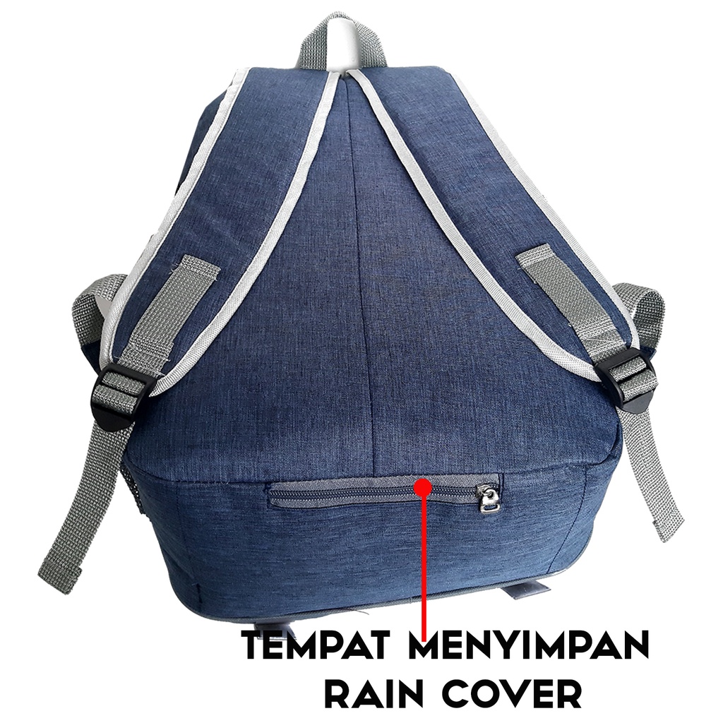 ONEPIECE Tas Sekolah Laki Laki SMU SMP SD Ransel Pria Punggung Gendong Cowok Bonus Rain Cover Jas Hujan Hitam Biru Tosca Navy Polo Vixion