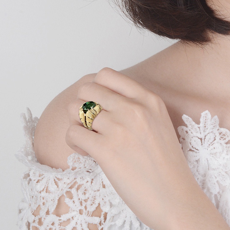 Cincin Jari Warna Emas Gaya Punk Hip-Hop Untuk Wanita