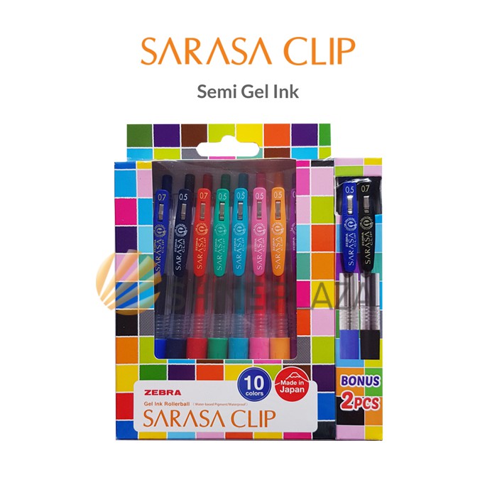 

Pulpen Gel Zebra Sarasa Clip Color 0.5mm 1 Set Isi 10 Pcs - Bolpen Pena Pen Warna 0,5 mm