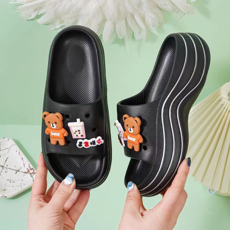 Sandal Crocs Fuji Wedges Accesories Panda Import High Quality S2