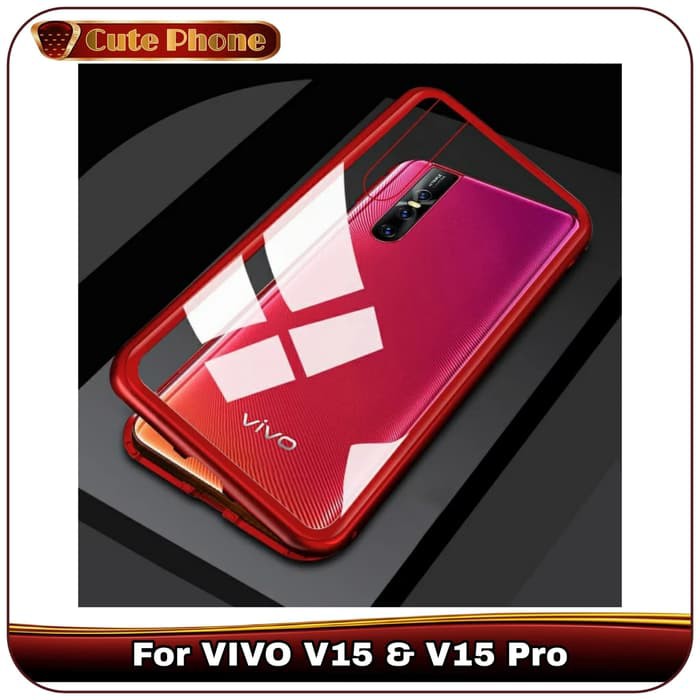 Casing VIVO V15 V 15 Pro Hard Case Metal Flip Tempered Glass Cover