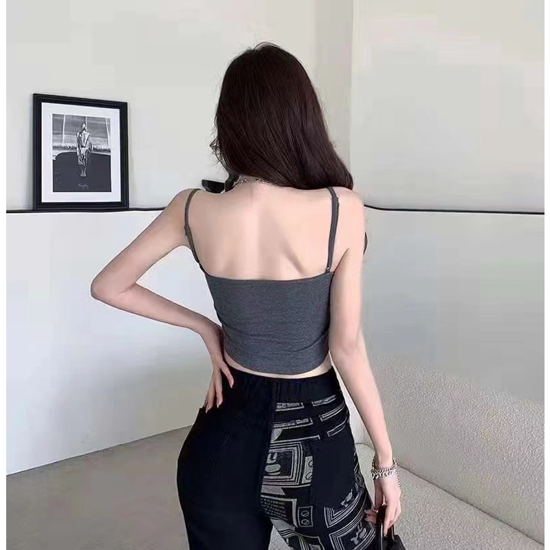 ✅𝐅𝐎𝐈𝐒𝐒® Bra Tank Top Streetwear Women Atasan Kamisol Crop Top Cetak Huruf Tanpa Lengan 1208