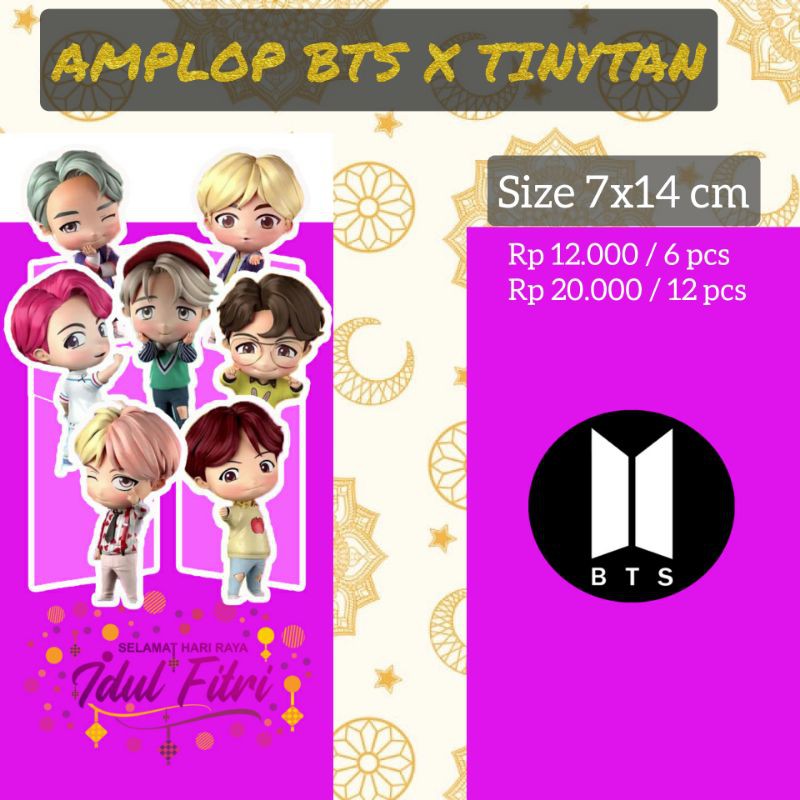 

AMPLOP ANGPAO LEBARAN IDUL FITRI BTS X TINY TAN