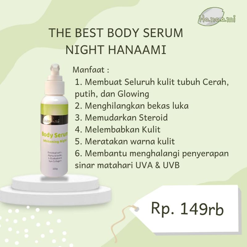 Handbody malam/Handbody pemutih/Handbody Bpom/handbody penghilang bekas luka/Hanaami/Serum Badan/BOD