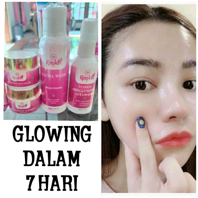 NR Glow/Rjnskin/paket double glow/pelicin wajah/skincare/cream glowing/bpom/