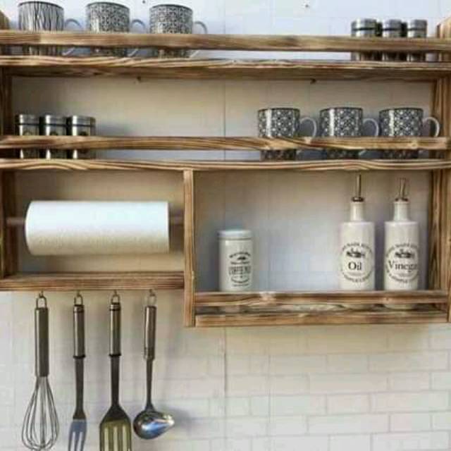 Rak Bumbu Kayu 3 Tingkat