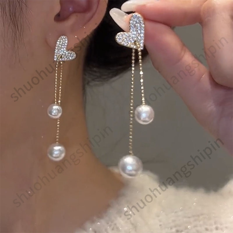 Anting Tusuk Gantung Temperament Desain Hatipitamutiaraberlian Imitasi Gaya Elegan Untuk Wanita