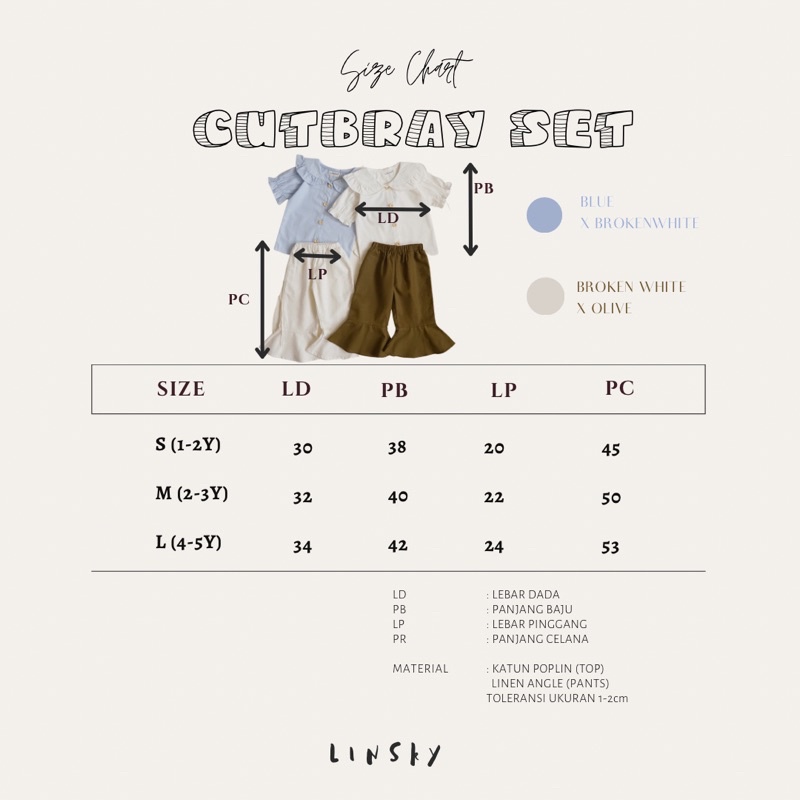 LINSKY BABY - Cutbray Set Anak Perempuan