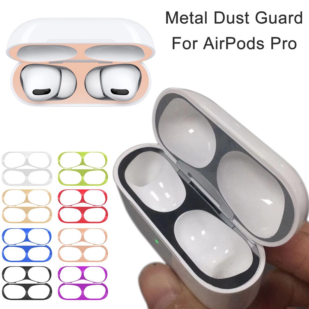 SUYOU Ultra Thin Dust Guard Skin Protector Iron Shavings For AirPods Airpod Pro Accessories Protective Cover Dust-proof Electroplate Metal Film Sticker/Multicolor