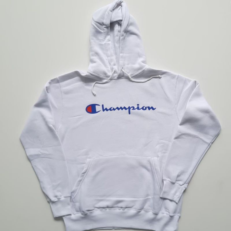 Hoodie Champion Script Putih Original