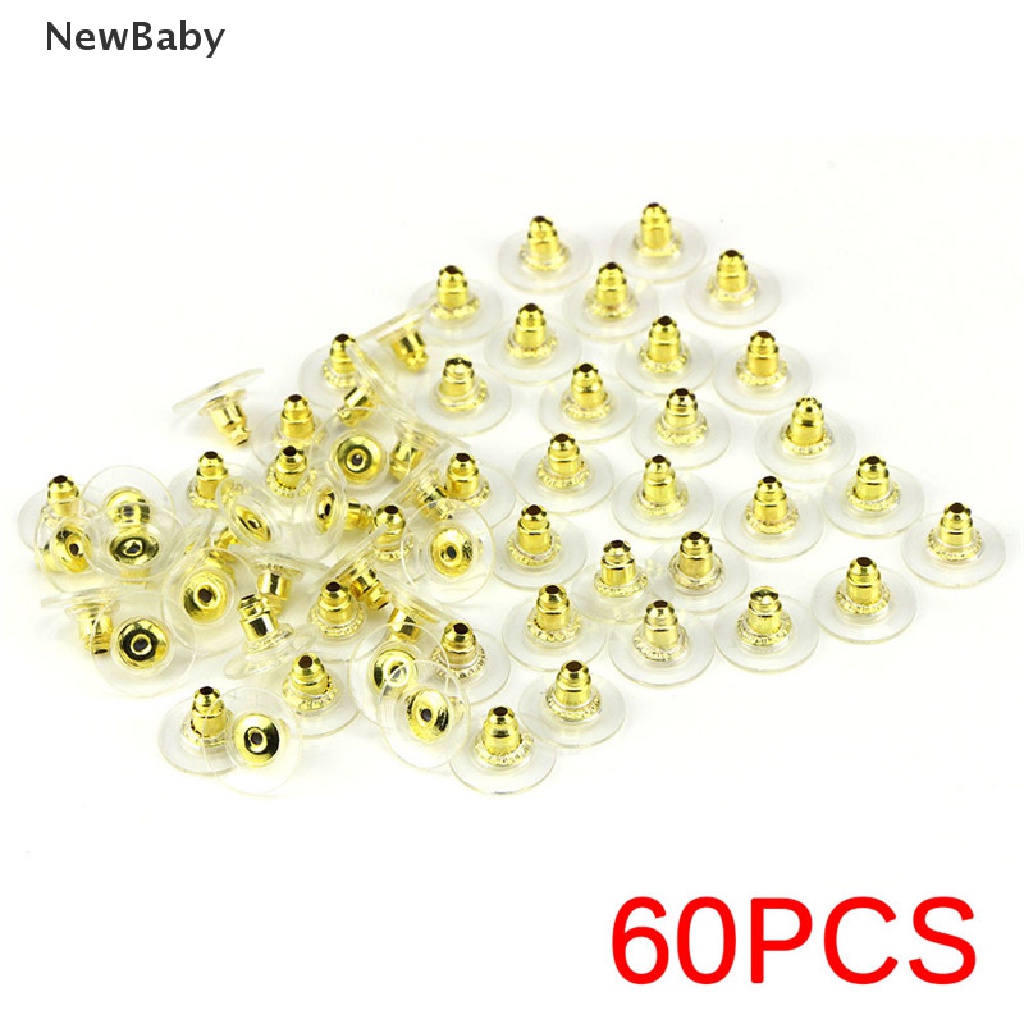 NewBaby 60Pcs/Set Silver Golden Piercing Earnuts Earring Backs Stoppers Findings Jewelry ID