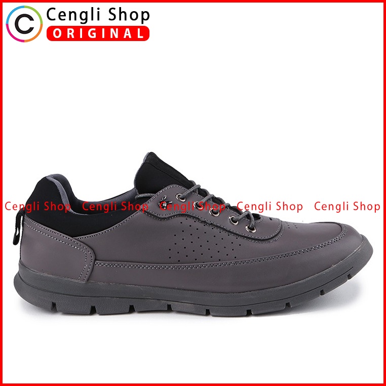 SEPATU SNEAKER PLAYBOY PRIA ORIGINAL CASUAL KULIT ASLI ABU-ABU PL43