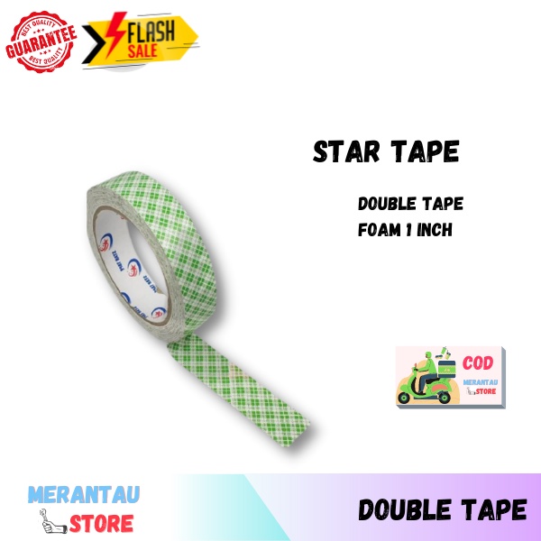 

Double Tape Foam Star Tape 1 Inch Lakban Busa Plakban Batik Tape Solasi Isolasi Lakban 2 Sisi