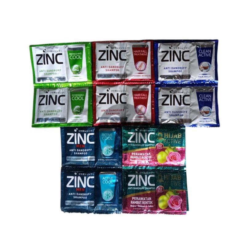 Shampo Zinc Renceng Isi 12pc Sachet Shampo Anti Ketombe Zinc 10ml Zinc Renceng