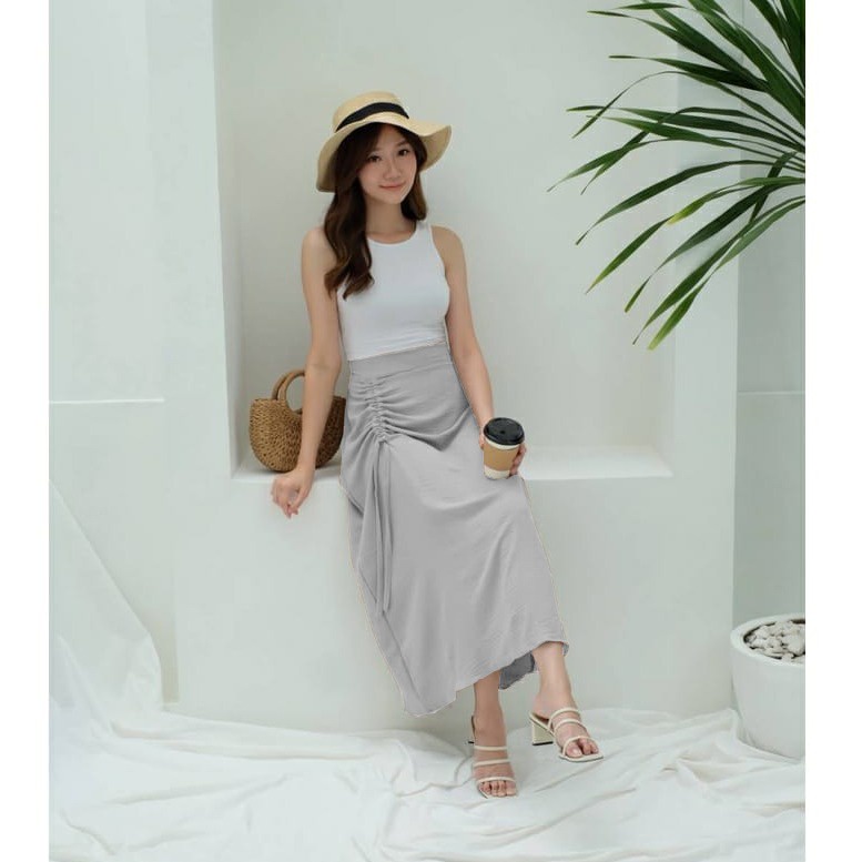 rok serut viral polos basic korean style skirt-abu