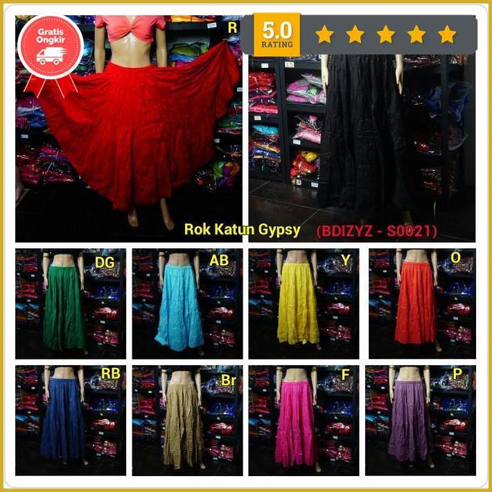 Belly Dance Rok Katun Gypsy - Biru Muda Free Ongkir