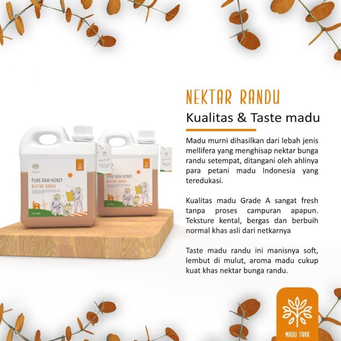 

d201nhd Madu Murni Tava Nektar Randu 1Kg 100% Pure Raw Honey Asli Alami Ds201Fs