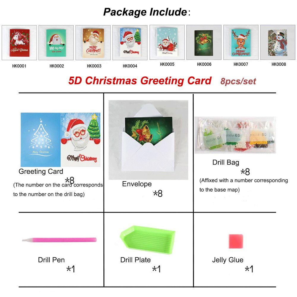 R-flower 8pcs/lot Kartu Undangan Merry Christmas Craft Handmade Xmas Postcards