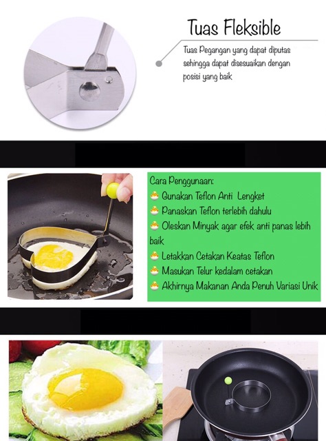 ctss015 Cetakan Telur Ceplok Stainless Steel Food Grade Anti Lengket / Anti Karat Cetak Telur Mata Sapi