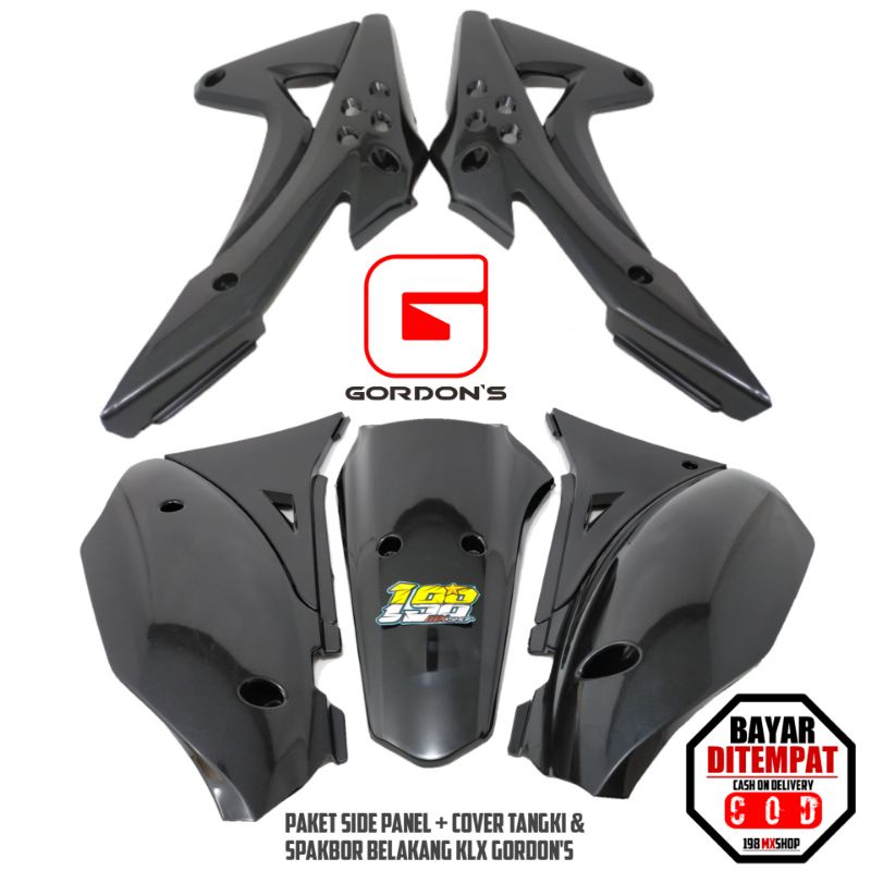 PAKET BODY KLX GORDON - SIDE PANEL - COVER TANGKI - SPAKBOR BELAKANG BODYSET GORDON'S BODI TRAIL