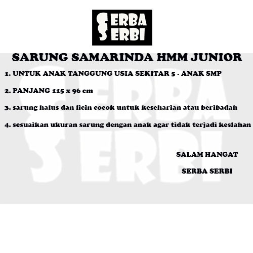 SARUNG SAMARINDA HMM JUNIOR/SARUNG ANAK/SARUNG ANAK LAKI LAKI/SARUNG SANTRI/SARUNG LICIN &amp; HALUS