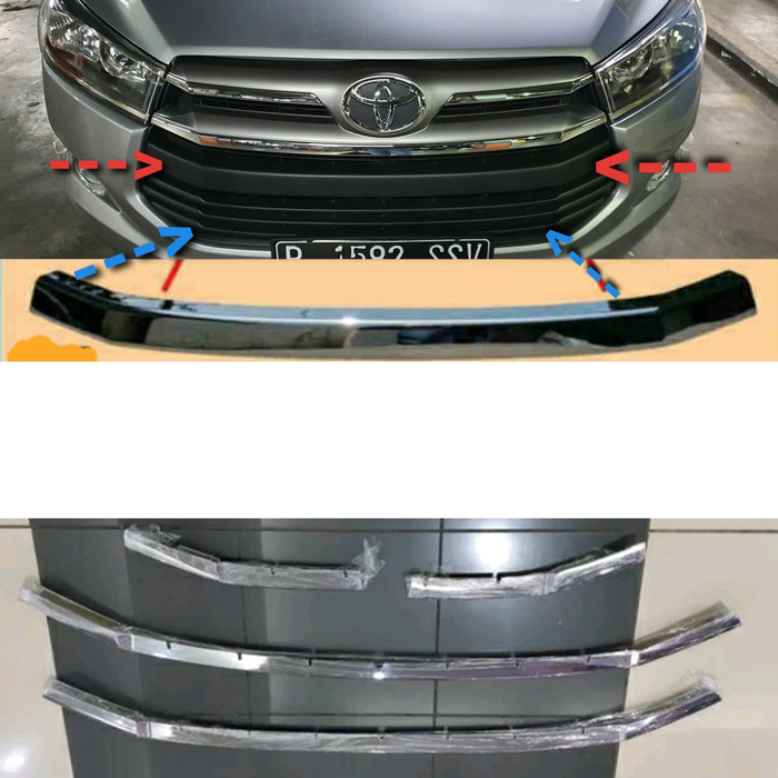 List lis grill grille radiator bumper depan toyota nova innova reborn 2016 sampai 2019 2018 2017 tipe g v ribon chrome crome