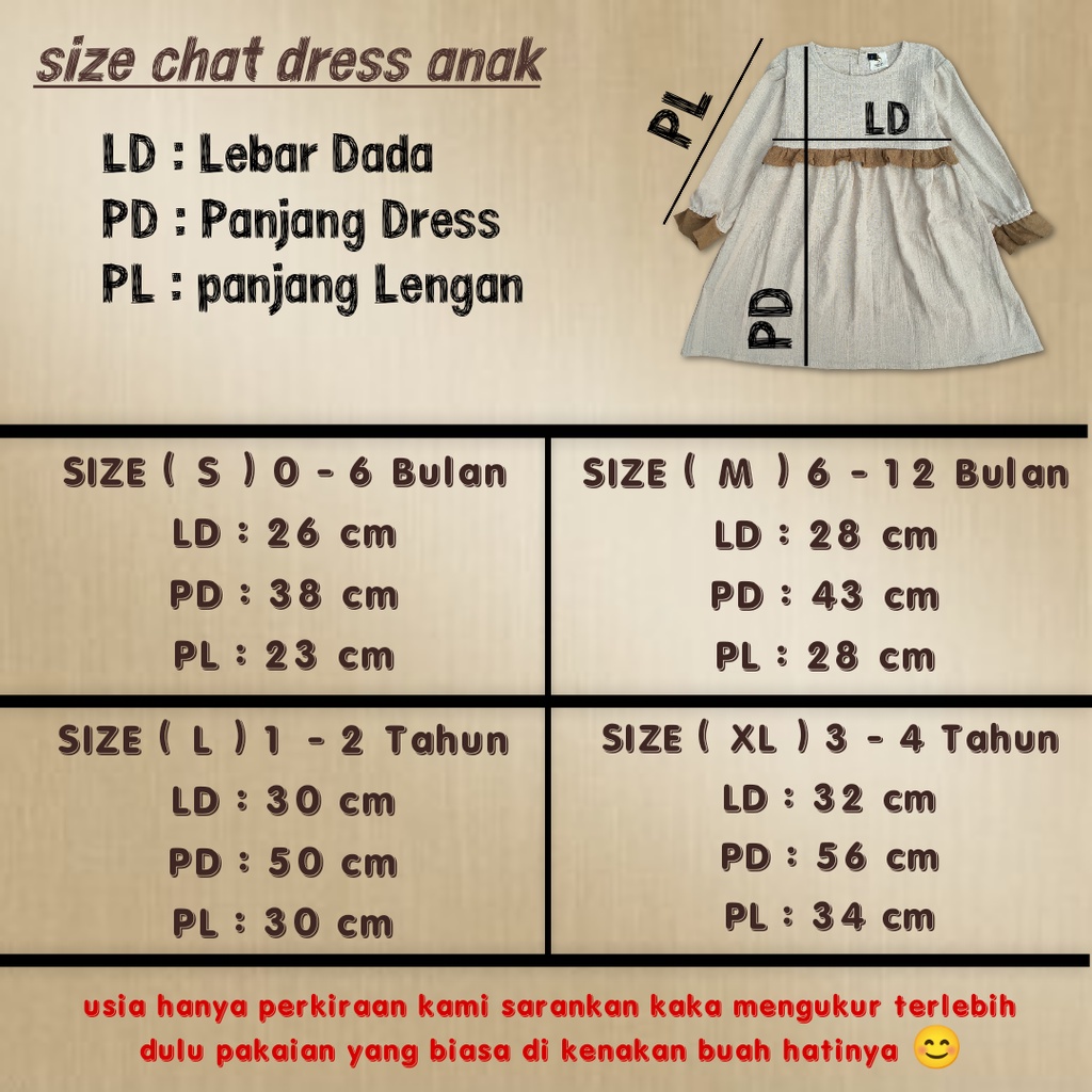 DRESS PEREMPUAN ANAK &amp; BAYI 1 BULAN - 4 TAHUN BAHAN LINEN CRINKLE