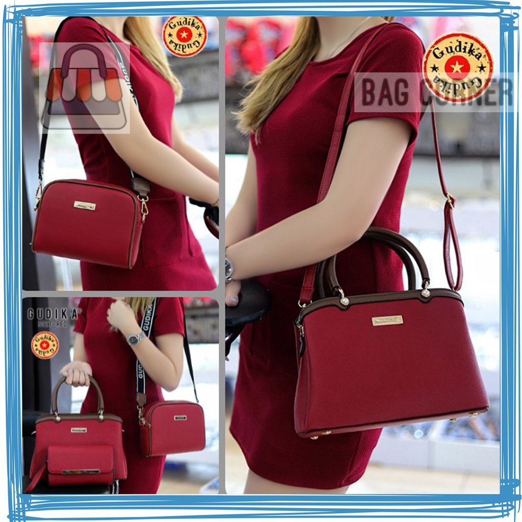 BagCorner - GUDIKA - Tas Wanita 9027 - Tas Batam Set Dompet & Mini Bag 3in1 - Tas Selempang Kekinian