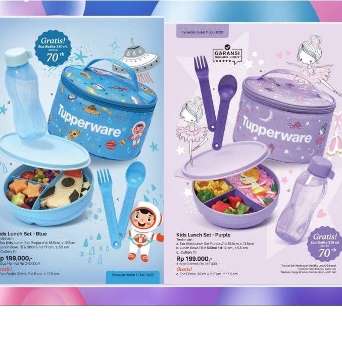kids lunch set (1) blue or purple kotak makan bekal lengkap