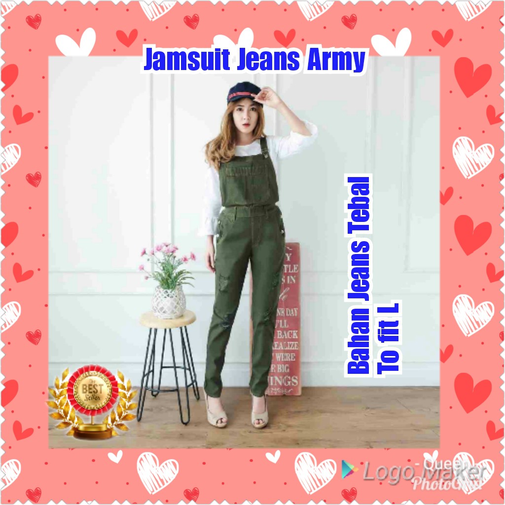 TERMURAH  JAMSUIT JEANS ARMY/ PAKAIAN WANITA / TERBARU / TERPOPULER / TERLARIS / TERMURAH