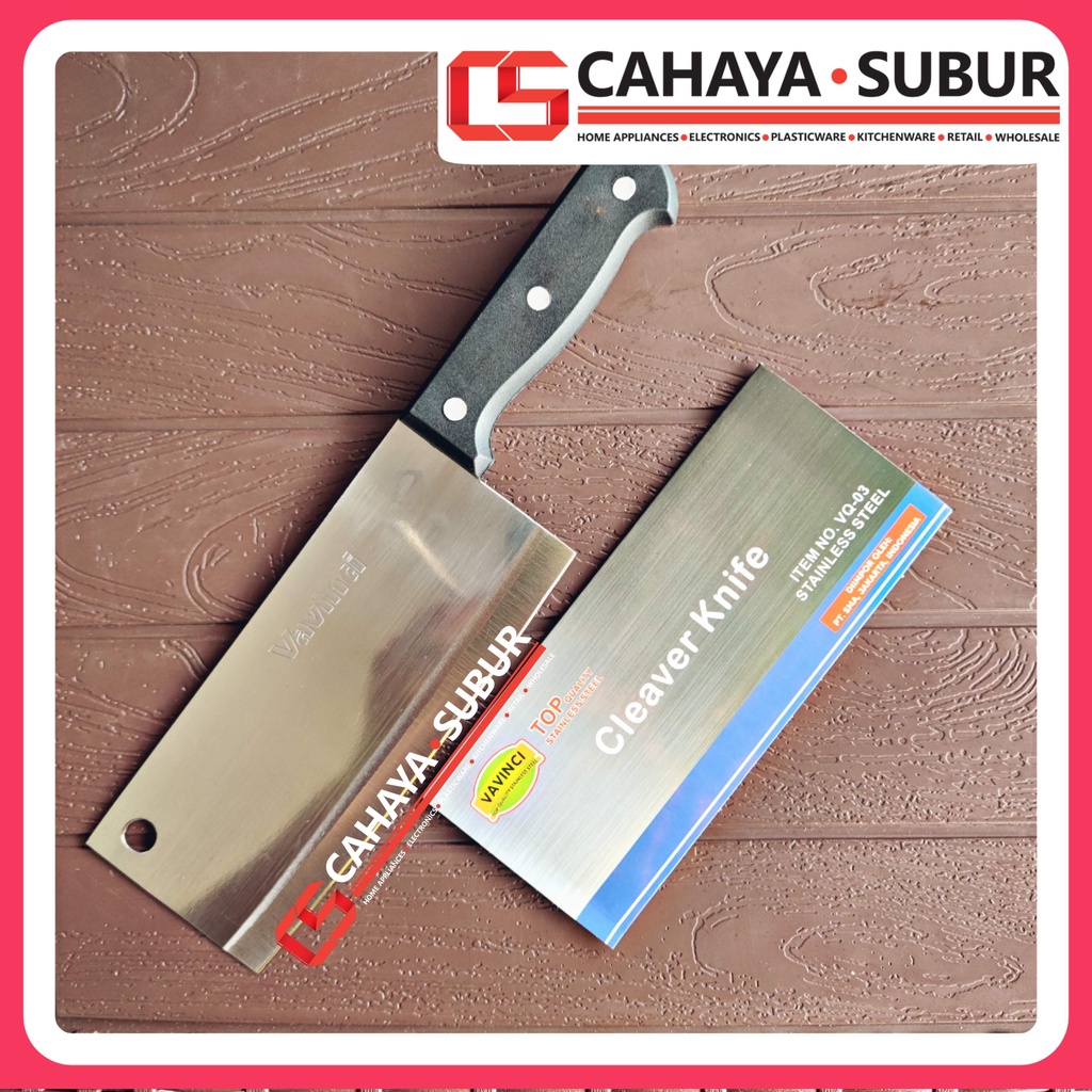 Golok Stainless VAVINCI VQ-03 Black Handle Pisau Golok Daging Premium