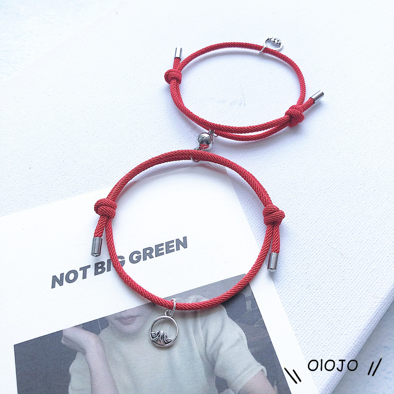 1 Pasang Gelang Couple Magnet Gelang persahabatan Tali Couple Magnet Attract Bracelets -ol