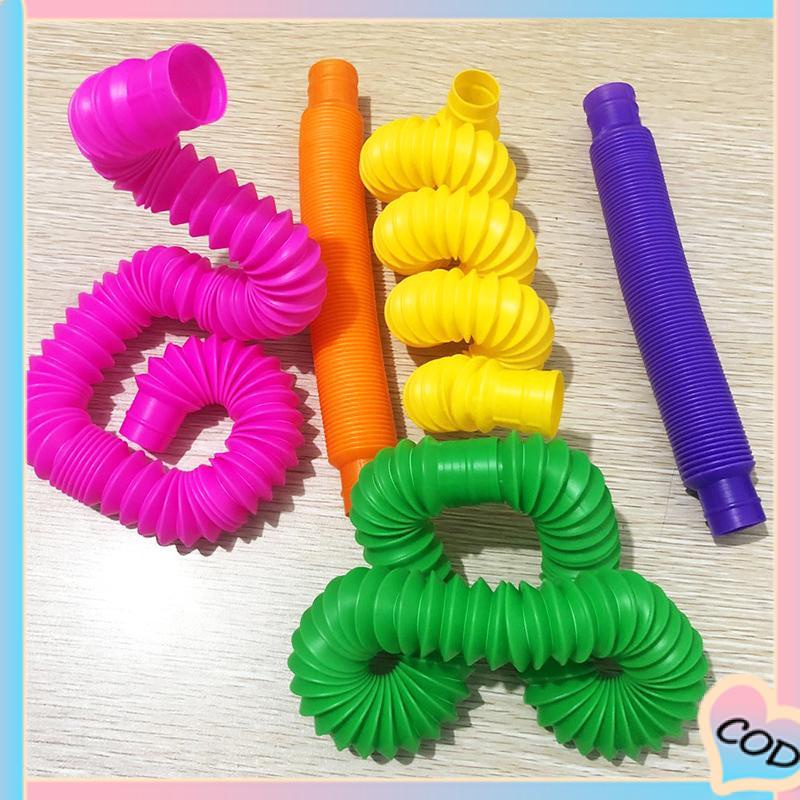 COD❤️Mainan Fidget Tabung Pop it Teleskopik Bahan Plastik Corrugated Warna-Warni Untuk Anak Tabung Mainan Pendidikan-A.one