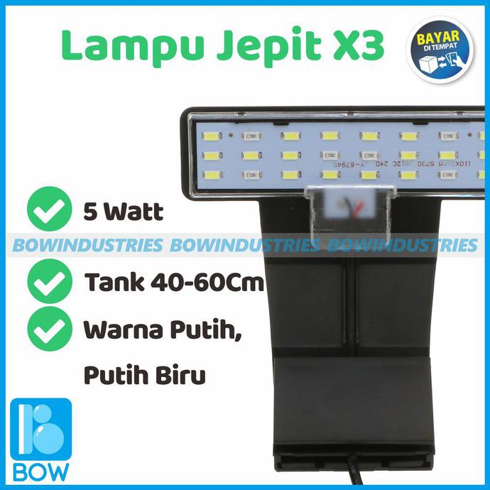 |Terbaru| Lampu Led Jepit Mini Aquarium Aquascape Akuarium Aqura Asp X3 Hitam - Putih Biru |Promo