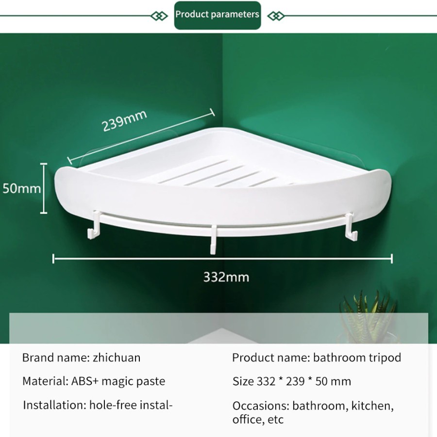 Rak Gantungan Sudut Dinding Kamar Mandi Corner Shelf - OT002 - White