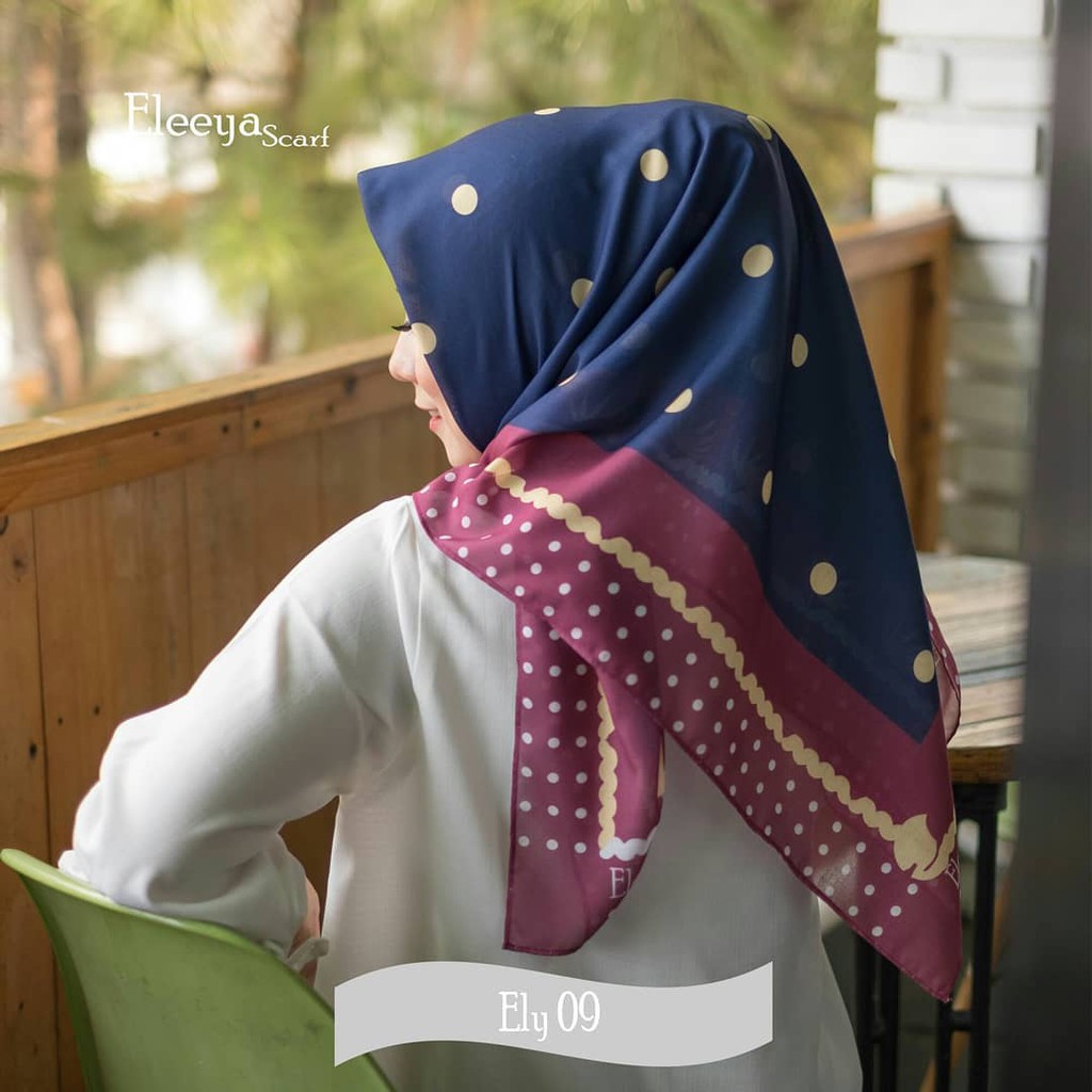 HIJAB SEGIEMPAT MOTIF ELY 09 || Eleeya Scarf