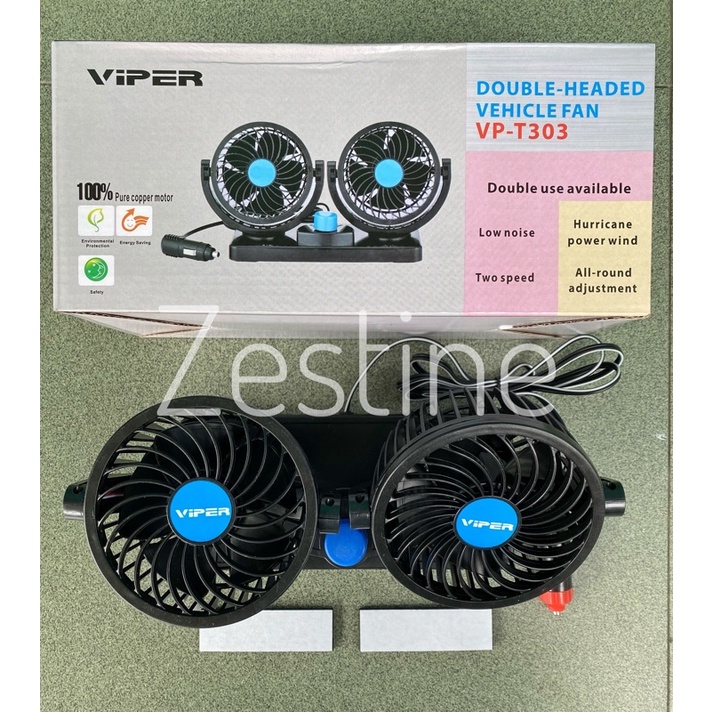 Kipas Mobil / Car Fan Portable 12-24 Volt Double USB Yundai 021 / Viper