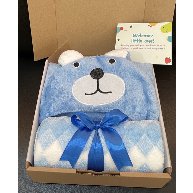 Hampers Bayi Selimut | Kado bayi | Kado bayi cowo | Kado bayi cewe | Hampers baby girl | Hampers baby boy | Selimut bayi | Hampers baby newborn-Flo Slimut Hndk-Biru