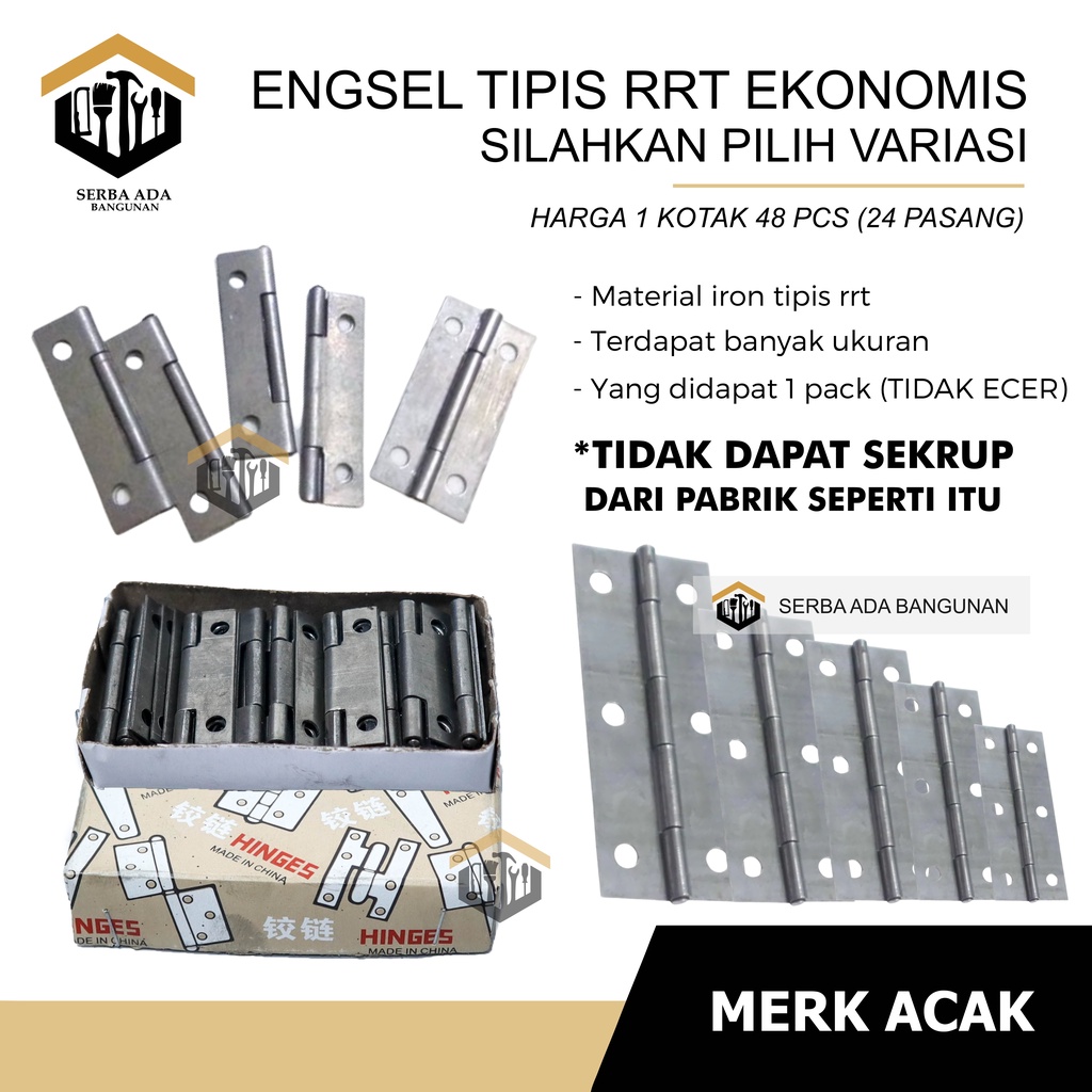 (HARGA PER BOX) ENGSEL TIPIS RRT 1&quot; 1/2&quot; 2&quot; 21/2&quot; 3&quot; 4&quot; ENGSEL KECIL LEMARI KOTAK BOX KANDANG